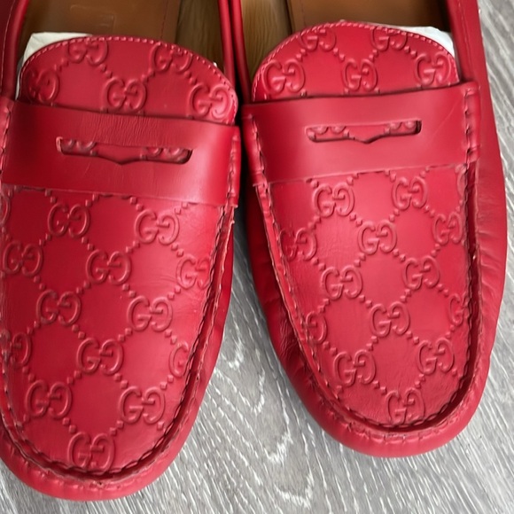 Gucci | Shoes | Gucci Red Leather Loafers Men Size 2 | Poshmark display picture 3